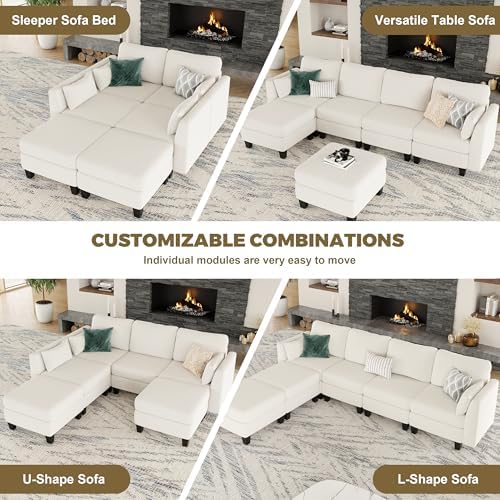 Modular Sectional Sofa 6 Seaters Modular Sleeper Sofa Couch - Image 4