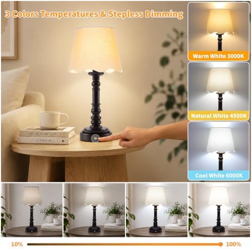 ShineTech 14" Small Table Lamps for Bedroom Rechargeable Cordless, Set of 2 - Image 2