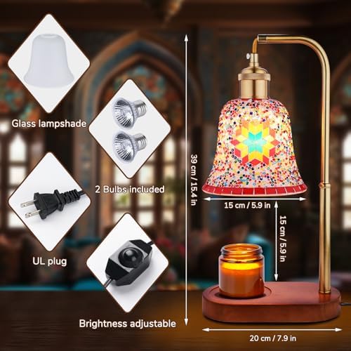Turkish Mosaic Candle Warmer Lamp, Tiffany Style Wax Melt Warmer,Multicolor - Image 7
