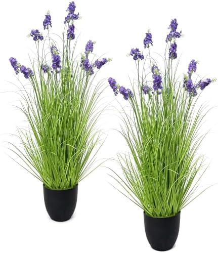 Artificial Hyacinth Plants, 4 Ft Tall, 2 Pack, Potted Faux Flowers, Purple by Unknown