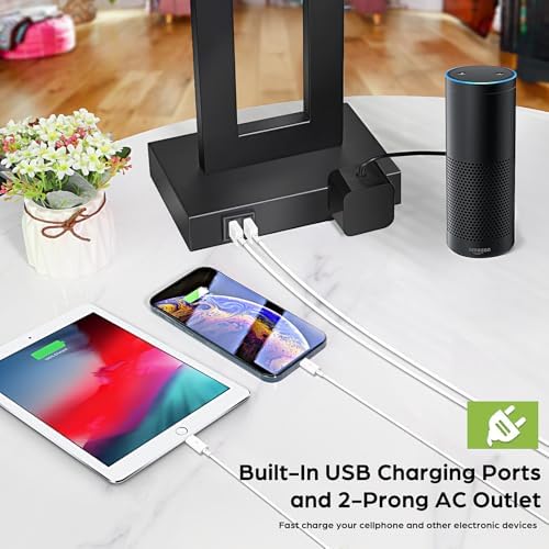 TOBUSA 28" Black Modern Table Lamp Set of 2 with 2 USB Ports&AC Outlet - Image 5