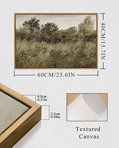 InSimSea Framed Canvas Wall Art Vintage Decor, Room Decor Wilderness Field Paintings Large Canvas Wall Art Prints, Nature Scenery Kitchen Bathroom Bedroom Decor, 16"x24" - Image 6