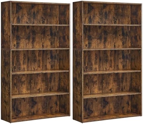 VASAGLE Set of 2 5-Tier Open Bookshelves, 30 Inches Wide by VASAGLEbySONGMICSHOME