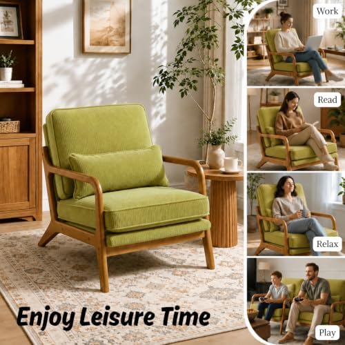 Karl home Mid-Century Modern Accent Reading Chair, Green - Image 4