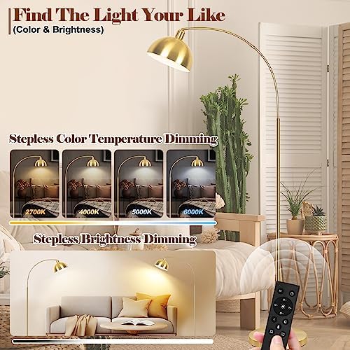 VenzBlomia Upgraded Arc Floor Lamps for Living Room, Gold, Dimmable - Image 4