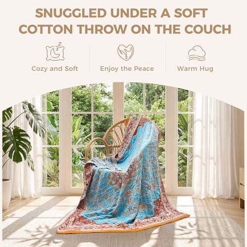 LUTBM Boho Throw Blanket for Bed 60"x80", All Season Cotton Couch Blankets - Image 4