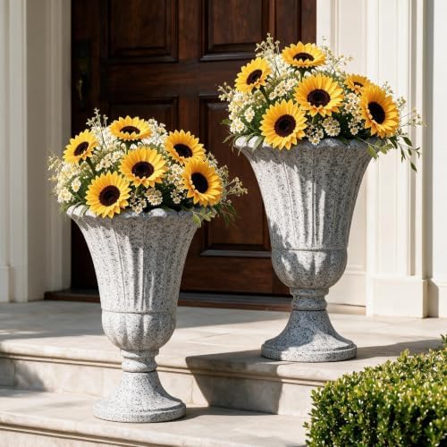 NicBex 24" Tall Urn Planters for Outdoor Plants Set of 2 - Grey Petal - Image 7
