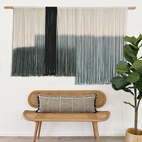 Macrame Wall Hanging Grey Dip Dye Large Boho Fiber Wall Art Decor 57"W*35"L - Image 3