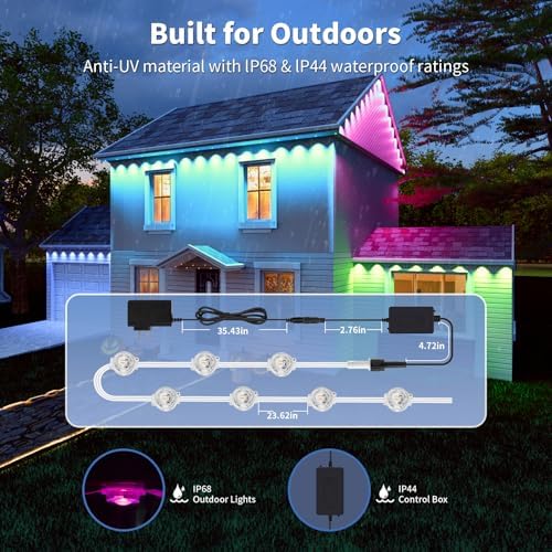 Permanent Outdoor Lights RGB 100FT/50LEDs Eaves String - Image 6