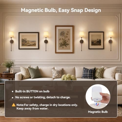 Battery Operated Wall Sconce, Brown and Beige Shade, Set of 2 - Image 7