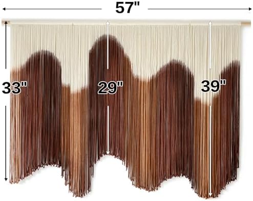 Macrame Wall Hanging Brown Hand-Dyed Ombre Fiber Art Tapestry 57"W*39"L - Image 4