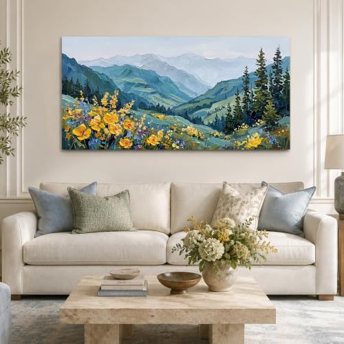 Anolyfi Mountain Landscape Canvas Wall Artfor Bedroom 40"x20" - Image 6
