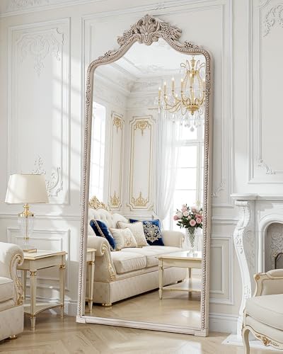 Arch Full Length Mirror 71"x32",Baroque Ornate Vintage Floor Standing Frame by WISSMIELSHOME