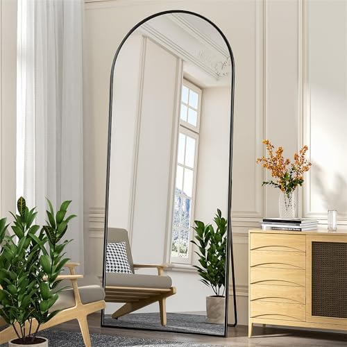 Antok 71" x28” Arched Full Length Mirror with Stand, Floor Mirror, Black - Image 4