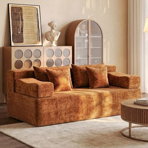 MONVANE 70" Modular Sectional Sofa, Boneless Loveseat, Orange by MONVANE