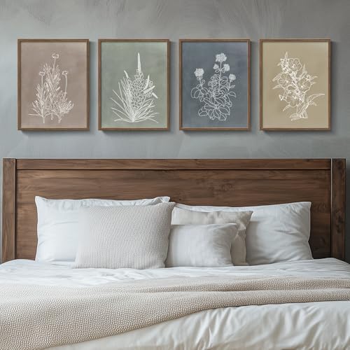 Framed Vintage Neutral Boho Botanical Wall Art for Bedroom, 11x14 In by Cuspin