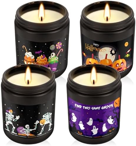 Halloween Scented Candles Set of 4 (7oz Each) – Spooky Aromatherapy Soy Wax Candles with Bat & Ghost Designs, Smokeless for All Saints' Day, Home Decor & Festive Gifts - Image 2