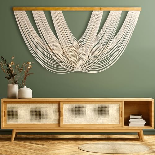 Knots & Beyond Extra Large Macrame Wall Hanging 59" x 33" – Premium Boho Tapestry for Above Bed or Couch, Handmade Yarn Wall Art, Modern Boho Wall Decor for Office, Bedroom, or Living Room, Neutral Fiber Textile Accent by KnotsBeyond