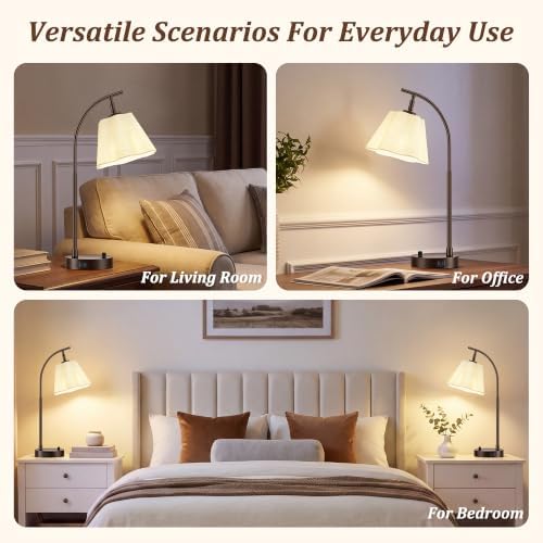 Table Lamps Set of 2, Stepless Dimmable Bedside Lamps with USB A&C Ports - Image 6