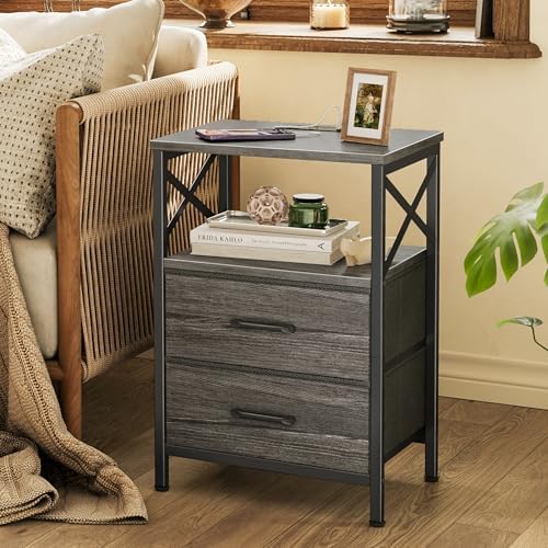 Huuger Night Stand with Charger Station, USB-C Port, End Table - Image 6