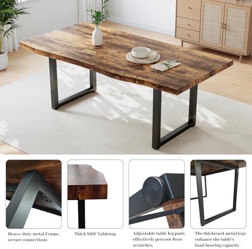 HIPIHOM 63" Kitchen Table with Wavy Edge, Modern Dining Room Table Set for 4 to 6 Persons, Thickened MDF Wooden Table for Dining Room, Kitchen - Image 2