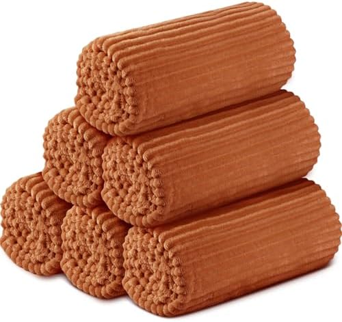 Buryeah 6 Pcs Flannel Blankets Bulk,Fall Outdoor Wedding, Orange by Buryeah