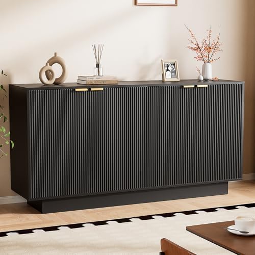 63" Fluted Sideboard Buffet with 4 Doors by LegacyAmerhomeDirect