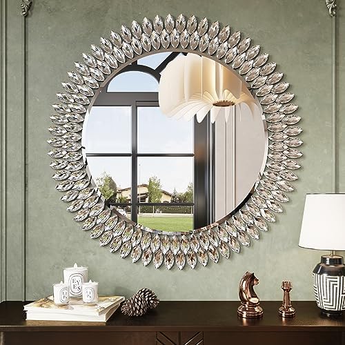 Kelly Miller 32" Jeweled Luxury Round Decorative Wall Mirror by KellyMiller