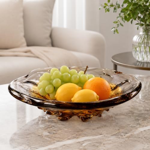 Hand Blown Glass Bowl Decorative Dish Fruit Bowl Home Decor - Image 2