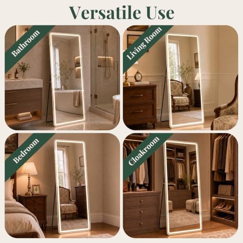21"x64" Full Length Mirror with Lights, Standing Mirror - Image 6
