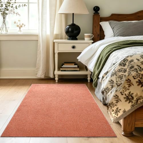 3x5 Orange/White Area Rug Washable Non-Slip Soft Thin for Bedroom Kitchen - Image 4