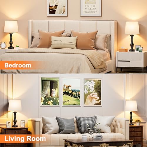 Touch Lamps for Nightstand, 3 Way Dimmable Lamps for Bedroom with USB C+A - Image 5