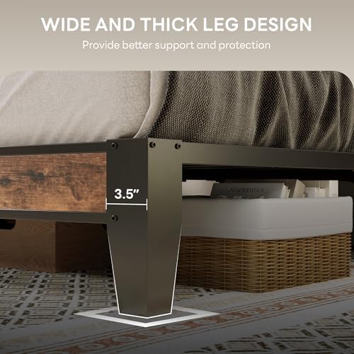 LIKIMIO Full Size Bed Frame with Storage Headboard and Charging Station - Image 6
