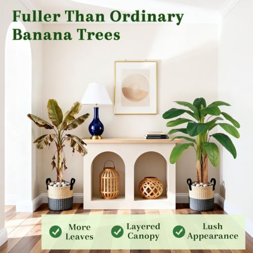 5ft Artificial Banana Tree Real Bark Trunk Faux Banana Leaf Tree - Image 3