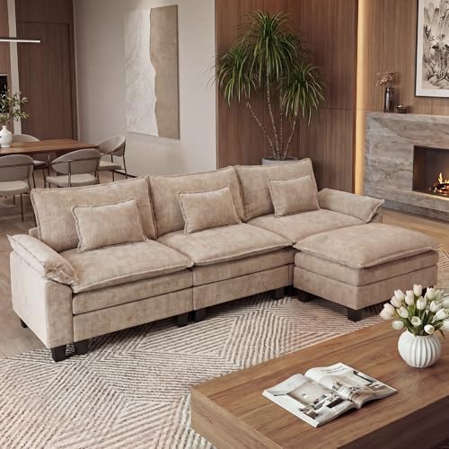 URRED Oversized Modular Sectional Sofa，Khaki：122" L Shaped by URRED