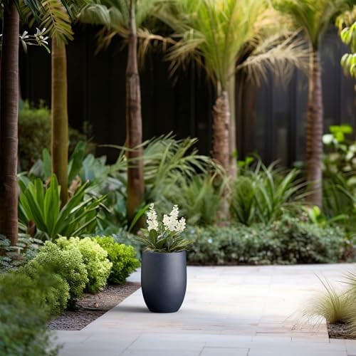 Kante Small Round Curved Charcoal Concrete Planter 9.1" Dia, Outdoor - Image 6