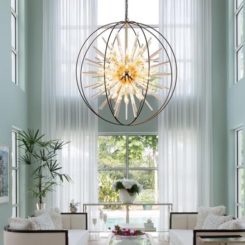 Vezzio Extra Large Black and Gold Chandeliers for High Ceiling Foyer - Image 2