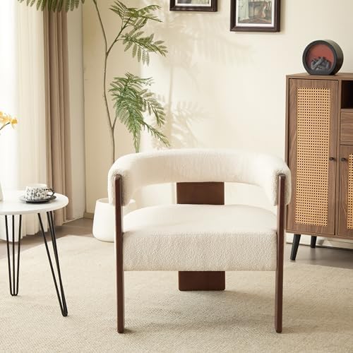 Christopher Knight Home Nettie Modern Accent Chair for Living Room, Boucle Fabric Single Lounge Sofa Chair with Wooden Frame, Comfy Reading Chair for Bedroom, Lounge Armchair with Soft Cushion, Beige by ChristopherKnightHome