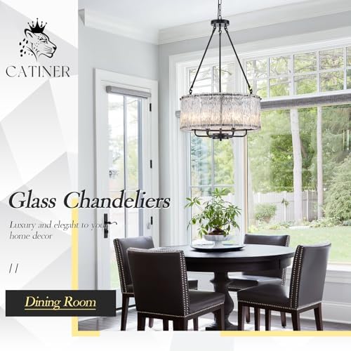 CATINER Modern 20" Crystal Glass Chandelier 6-Light Black Chandeliers - Image 5