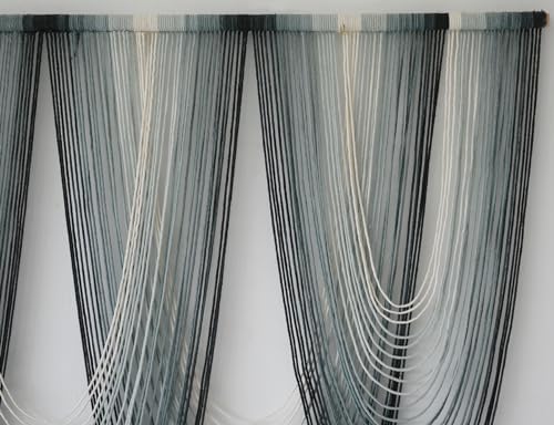 Macrame Wall Hanging Blue Dip Dyed Boho Tapestry Fiber Wall Art 57"W*41"L - Image 4