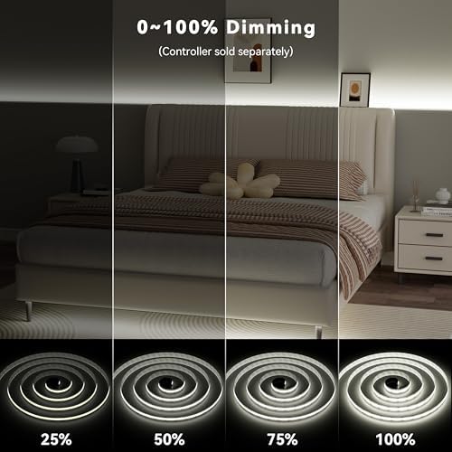 PAUTIX COB LED Strip Light White CCT Tunable 4800LEDs,CRI90+ 24ft/7.5m Dimmable 2700K-6500K 24V LED Tape Light,for Under Cabinet Bedroom Kitchen TV Mirror DIY Lighting(Adapter & Dimmer NOT Included) - Image 3