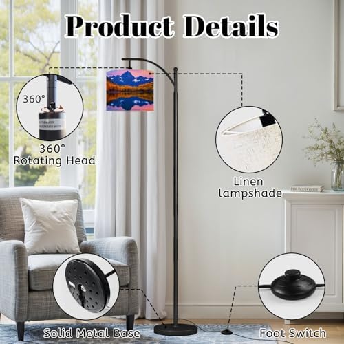 Arc Floor Lamp Maroon Bells Autumn Trees Lake Reflections Aspen Colorado Dimmable Modern Standing Lamp with Remote Adjustable Drum Shade Footswitch Tall Pole Lamp for Living Room Bedroom - Image 6