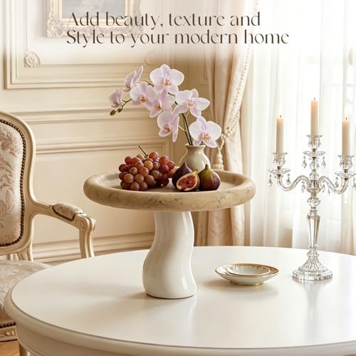 SAMAH Natural Marble Tray, Art Fruit Bowl for Kitchen Counter, Living Room, Vanity, Coffee Table Decor, Mushroom Jewelry Tray for Trinkets, Perfume, Keys, Housewarming Gifts New Home (Yellow) - Image 7