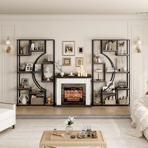 HolliWill 70.8" Tall Bookshelf Set of 2, 79" Wide Geometric Display Shelf with 18 Open Storage Shelves, Etagere Bookcase for Living Room, Office, Bedroom - Anti-Tip & Adjustable Feet - Image 3