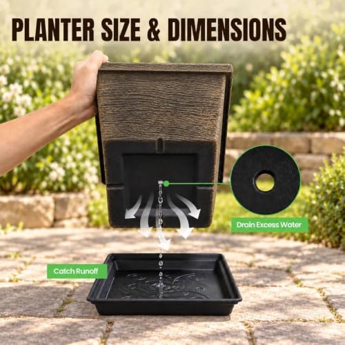 Usocik 10 Inch Square Planter Pots with Saucers, Brushed Gold, 4 Pack - Image 3