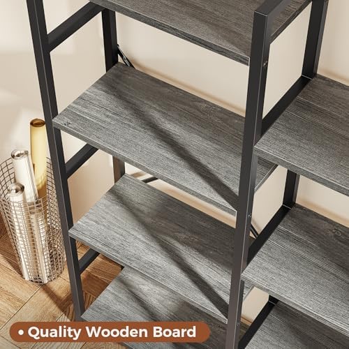 SUPERJARE Triple Bookshelf, Bookcase with 17 Open Display Shelves, Wide Book Shelf Book Case for Home & Office, 6 Tier, Grey - Image 5