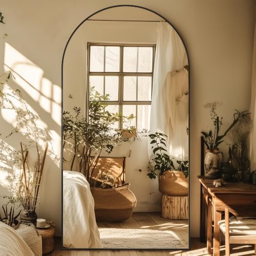 76"x34" Arched Full Length Mirror, Large Floor Mirror, Black by Unknown