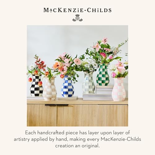 MACKENZIE-CHILDS Enamel Tall Vase, Pink-and-White Rosy Check - Image 6
