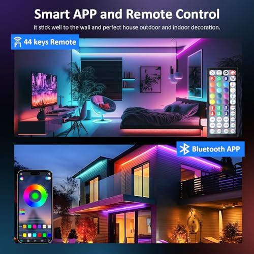 400FT Outdoor RGB LED Strip Lights, IP65 Music Sync Led Lights with App Control and Remote,Color Changing Waterproof Led Rope Lights for Outdoor, Balcony, Roof, Garden, Stairs - Image 3