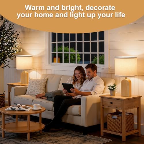 Table lamps for Bedroom Living Room,19" Bedside Lamps Set of 2,Burlywood - Image 4